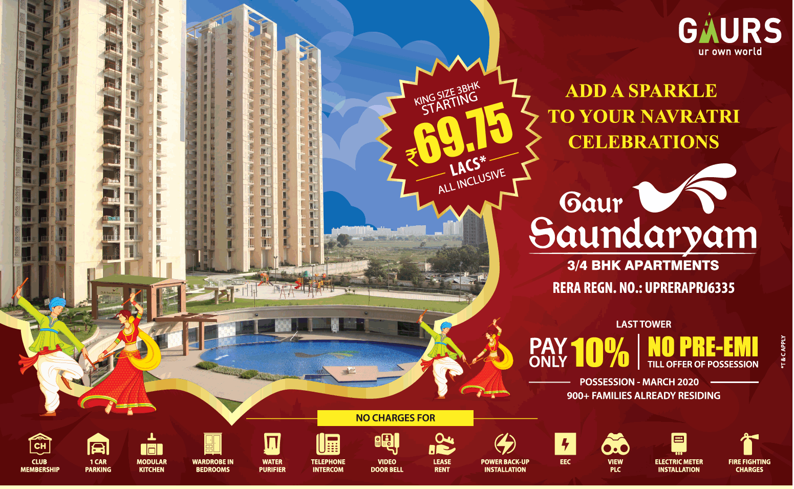 Book 3 & 4 bhk apartments at Gaur Saundaryam in Greater Noida